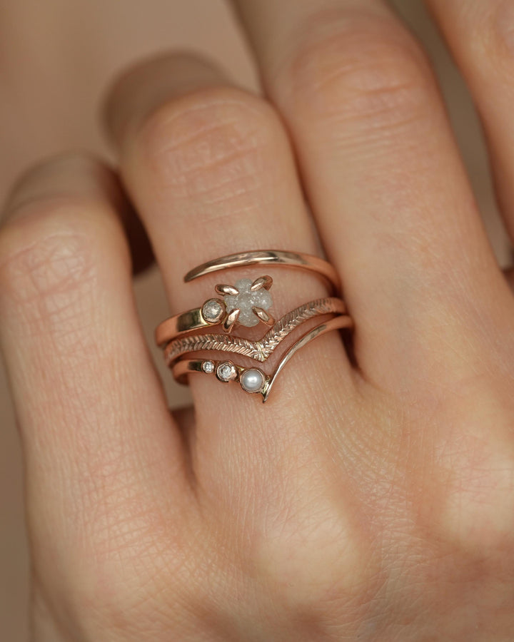 Asymmetrical Dainty Pearl Wave Ring