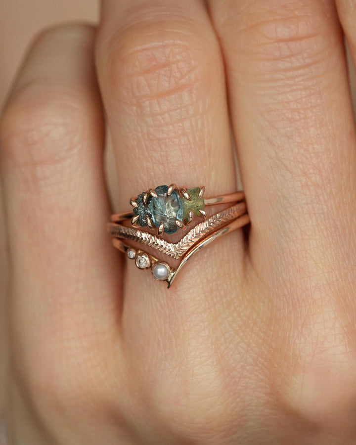 Asymmetrical Dainty Pearl Wave Ring