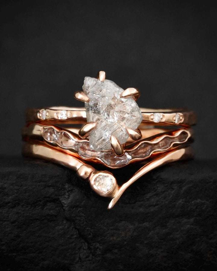 Clear Round Diamond Chevron Ring