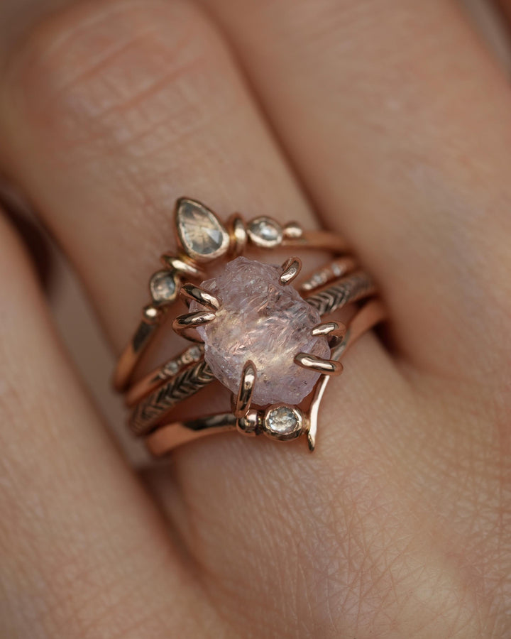 Clear Round Diamond Chevron Ring