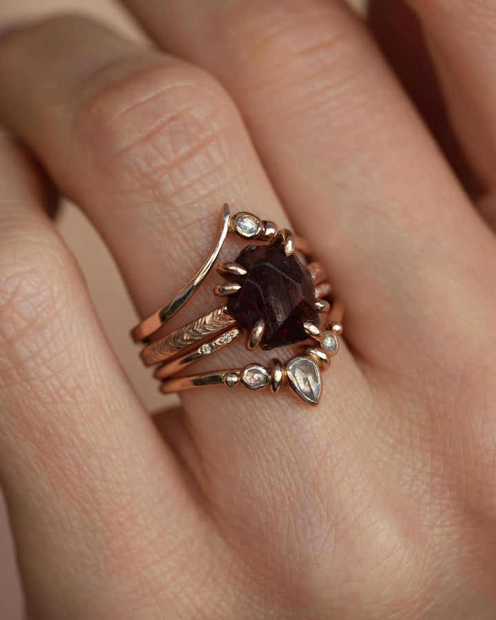 Clear Round Diamond Chevron Ring