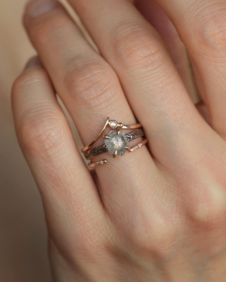 Clear Round Diamond Chevron Ring