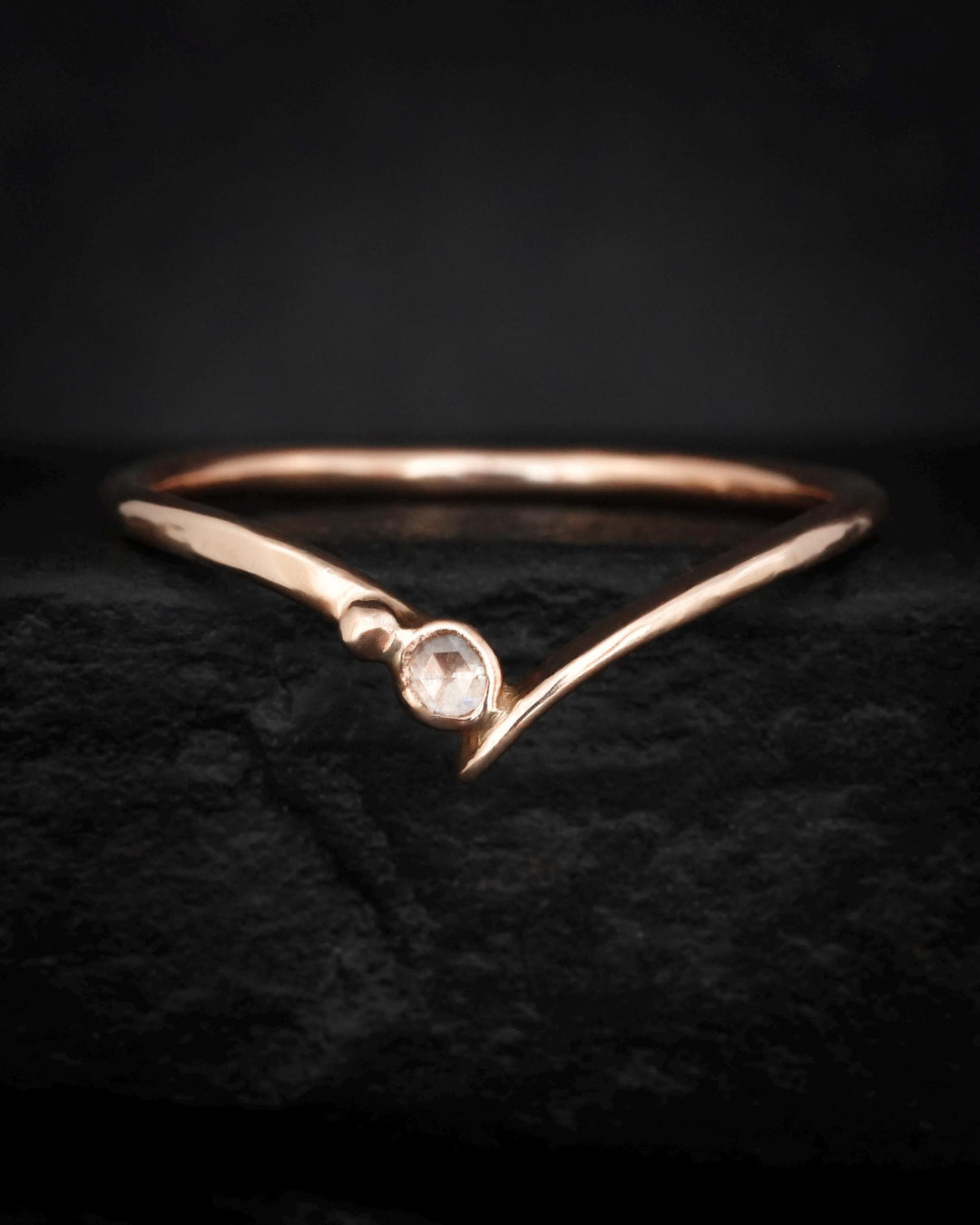 Clear Round Diamond Chevron Ring