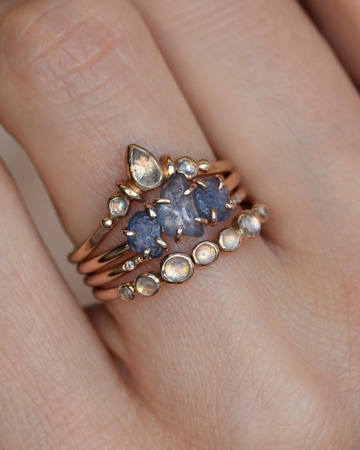 Pear Diamond Wave Wedding Band