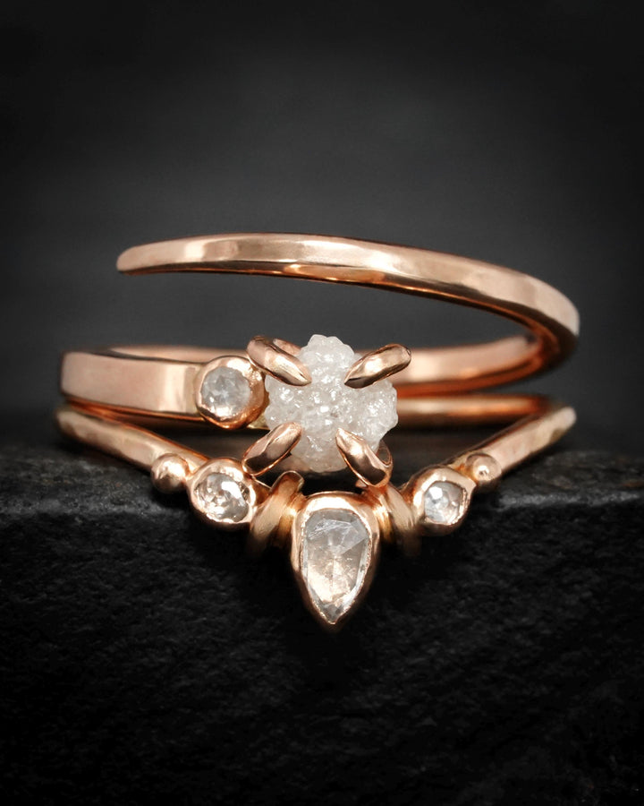 Pear Diamond Wave Wedding Band