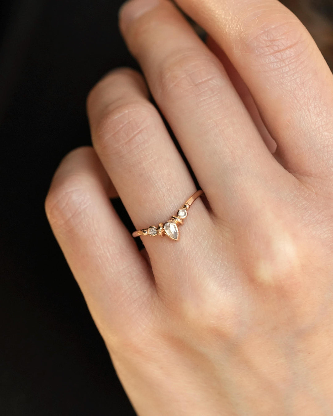 Pear Diamond Wave Wedding Band