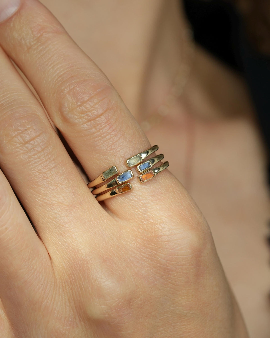 Adjustable Raw Orange Kyanite Ring