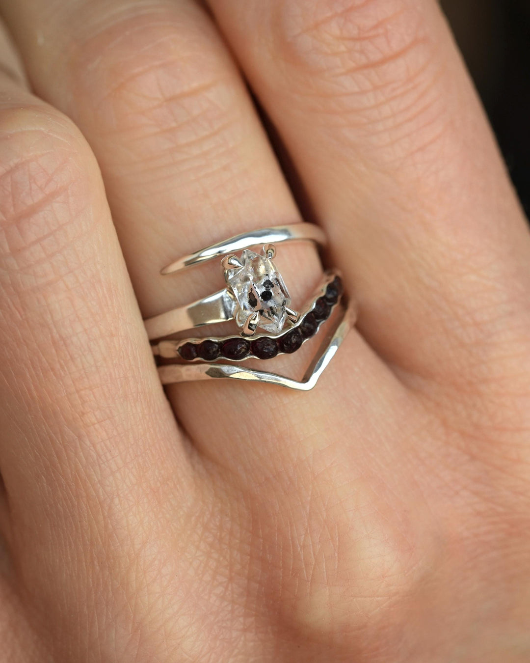Herkimer Diamond Horseshoe Nail Ring