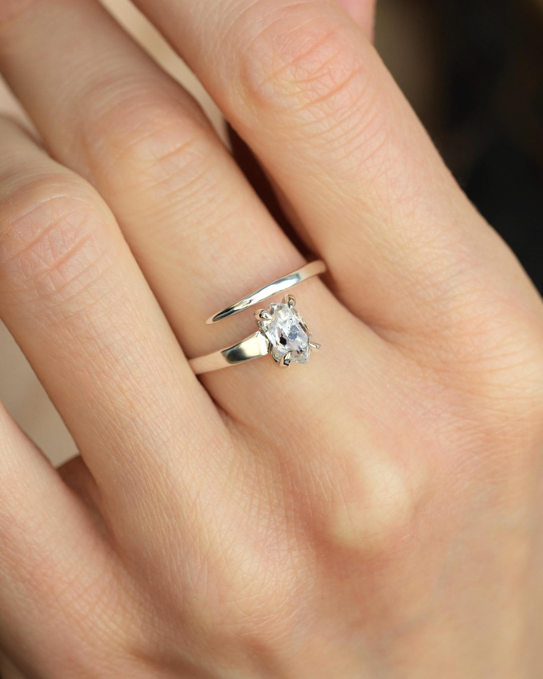 Herkimer Diamond Horseshoe Nail Ring