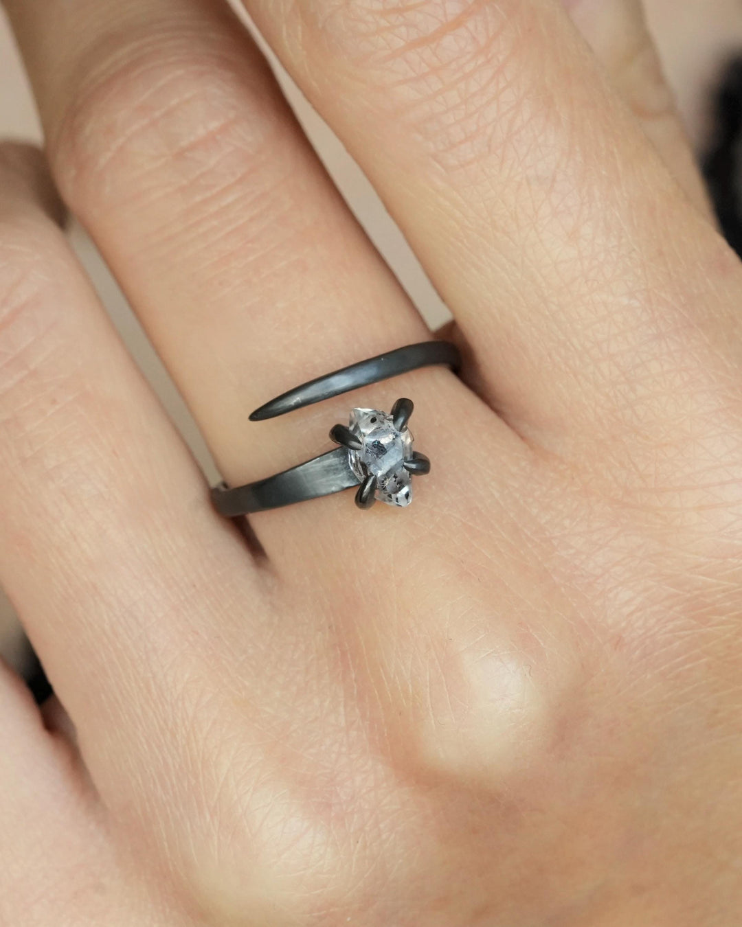 Herkimer Diamond Horseshoe Nail Ring