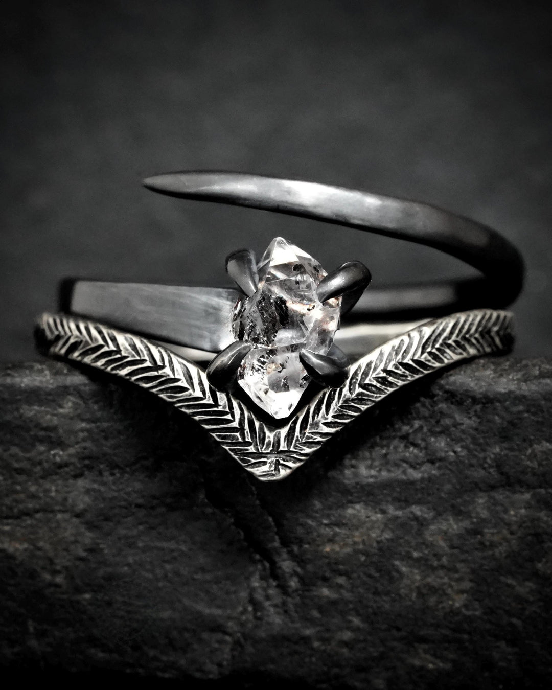 Herkimer Diamond Horseshoe Nail Ring