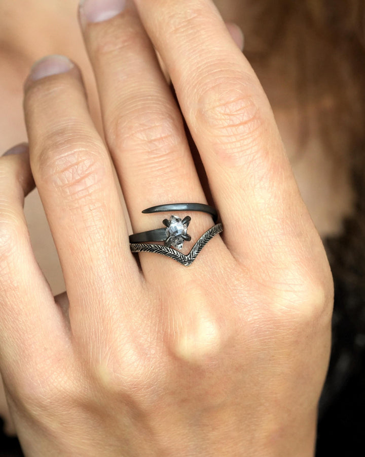 Herkimer Diamond Horseshoe Nail Ring