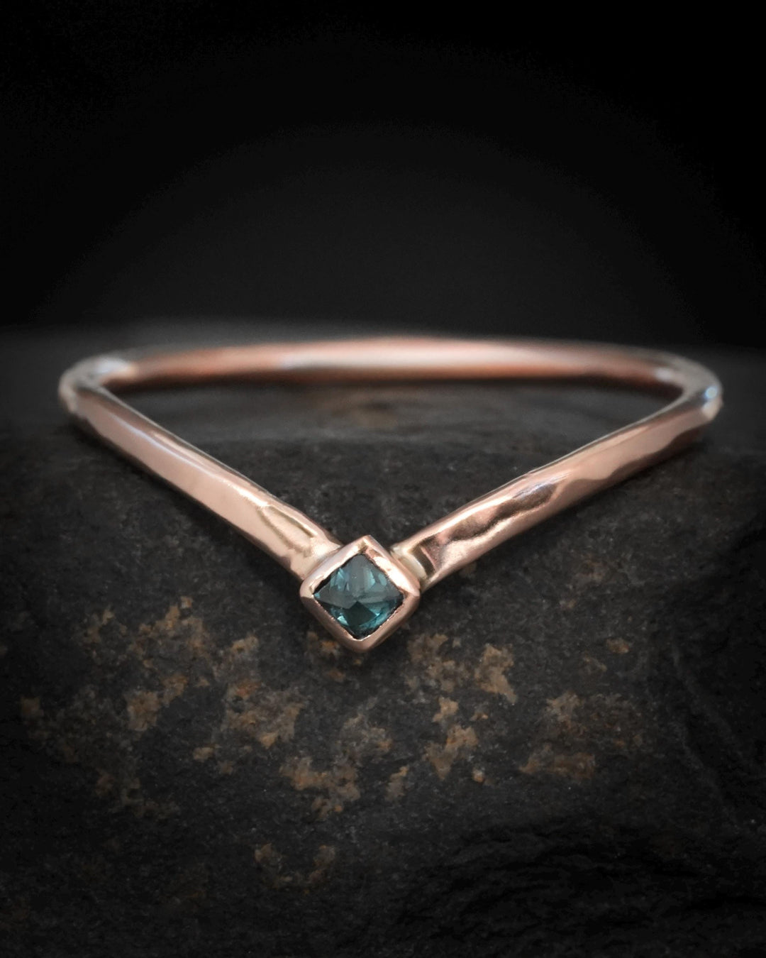 Blue Square Diamond Chevron Ring
