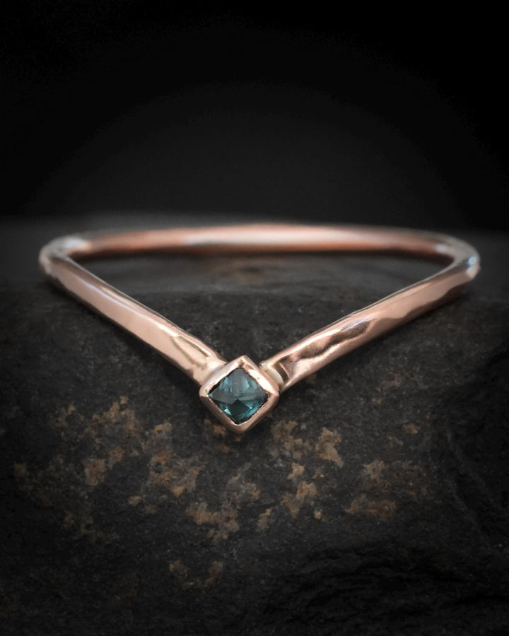 Blue Square Diamond Chevron Ring