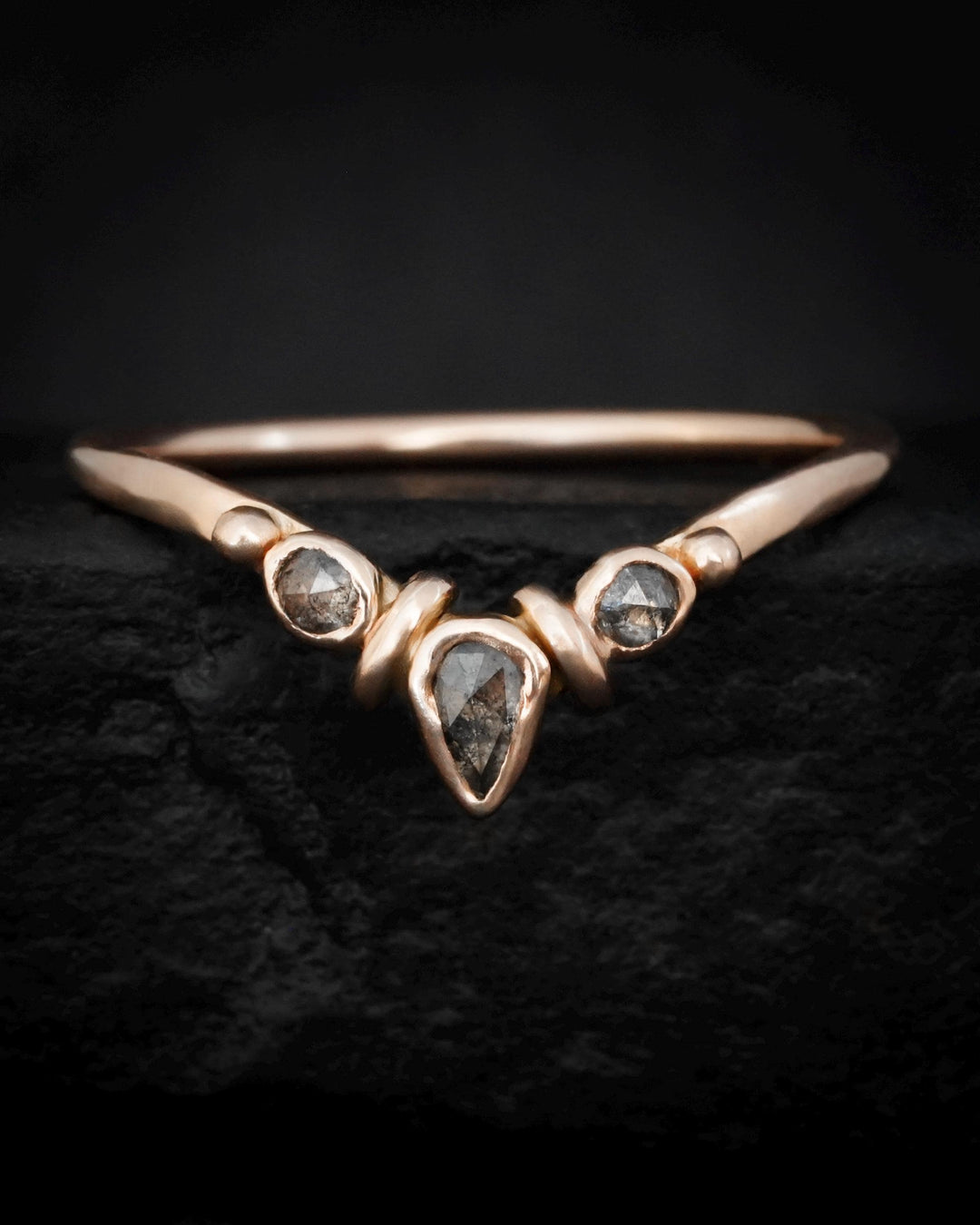 Salt and Pepper Diamond Wave Ring