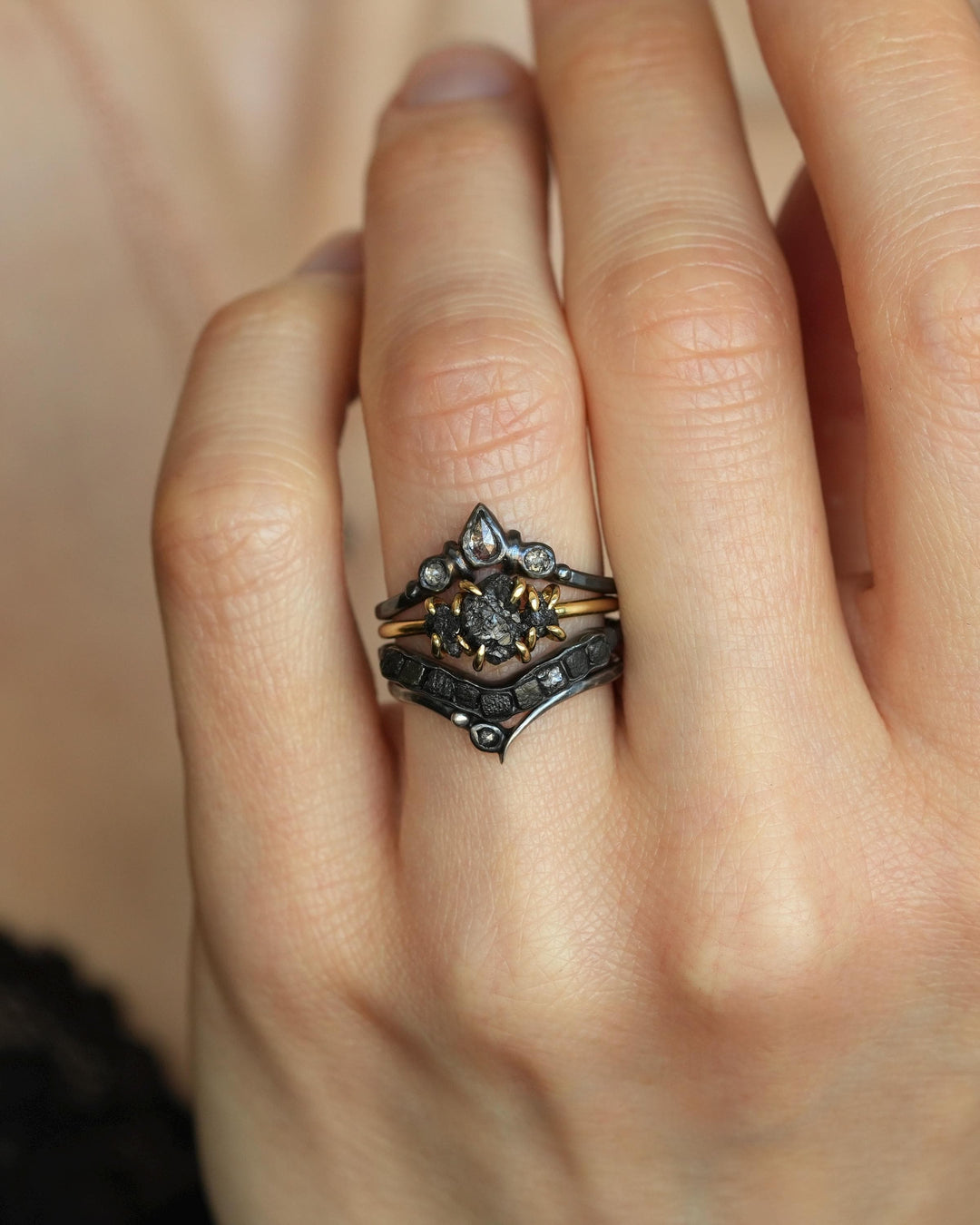 Salt and Pepper Diamond Wave Ring