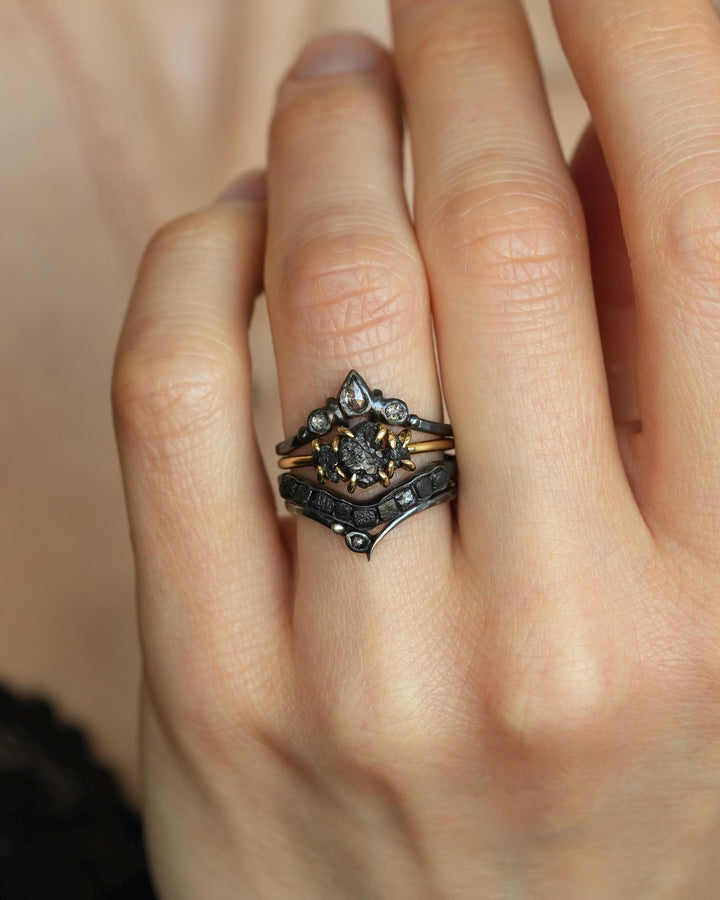 Salt and Pepper Diamond Wave Ring