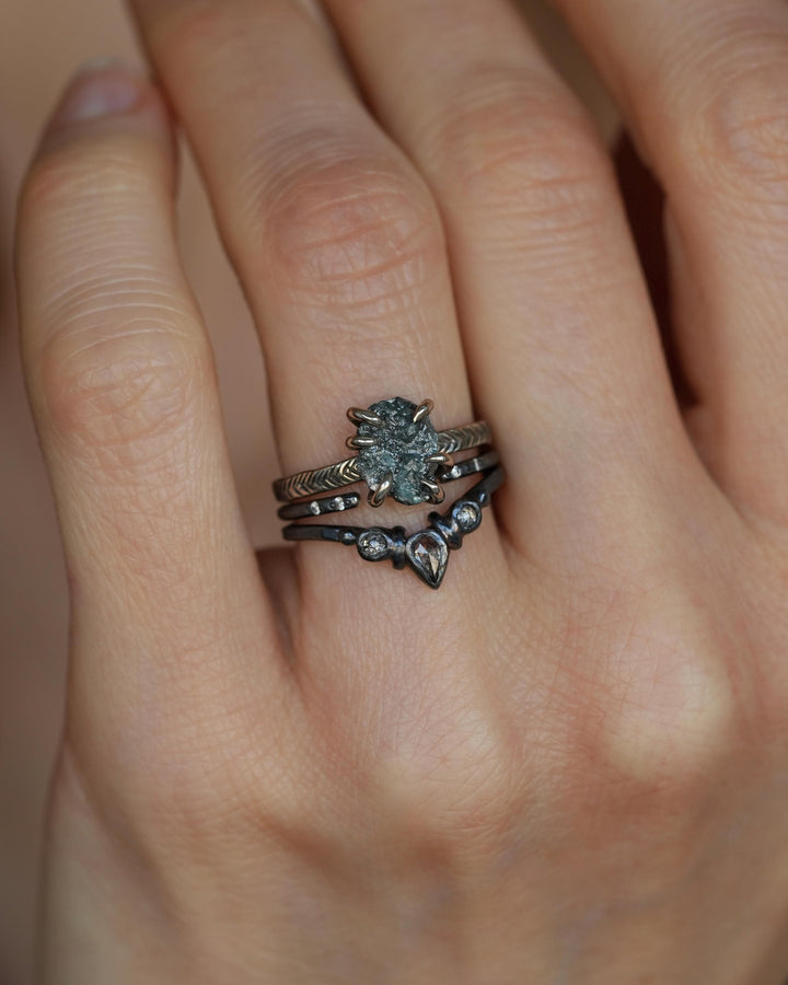 Salt and Pepper Diamond Wave Ring