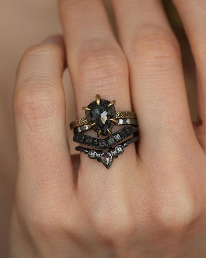 Salt and Pepper Diamond Wave Ring