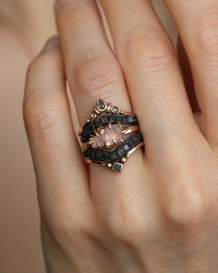 Salt and Pepper Diamond Wave Ring