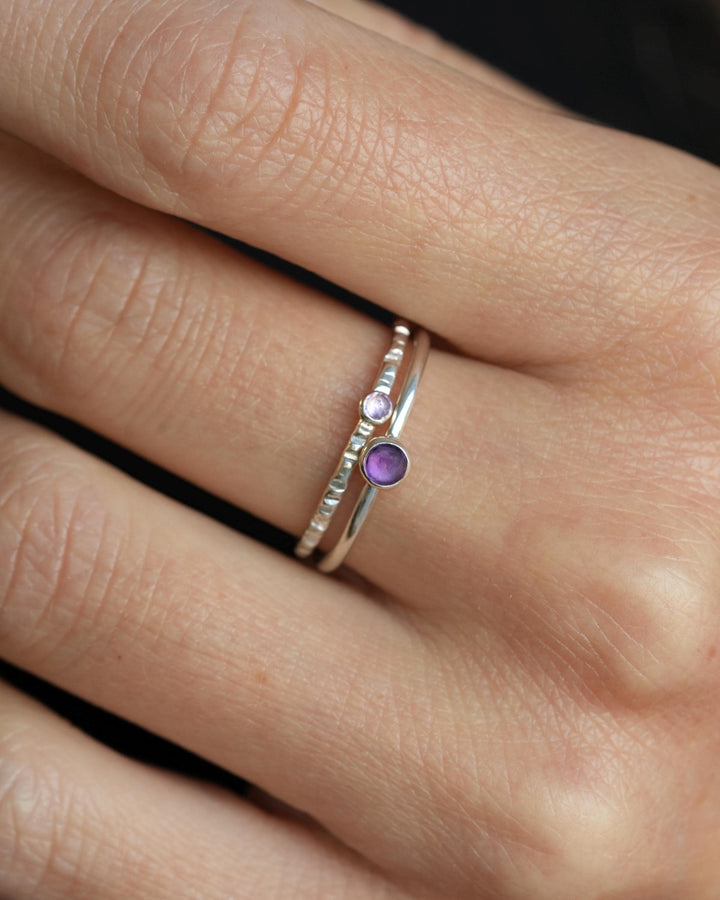Dainty Round Amethyst Stacking Ring