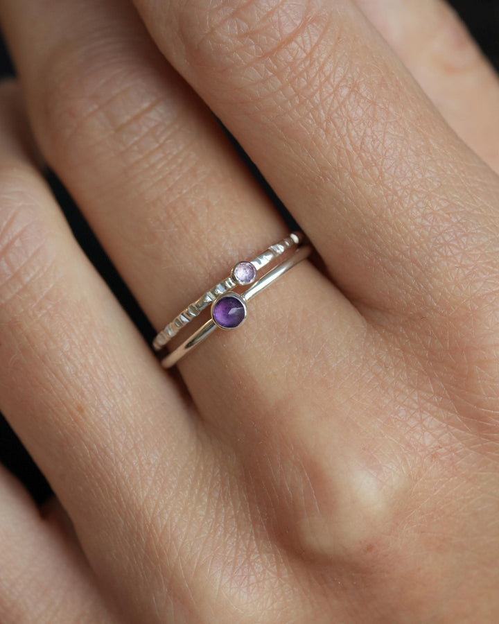 Dainty Round Amethyst Stacking Ring