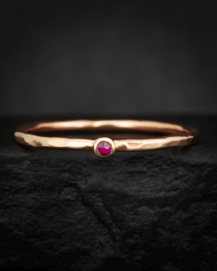 Tiny Natural Round Ruby Ring