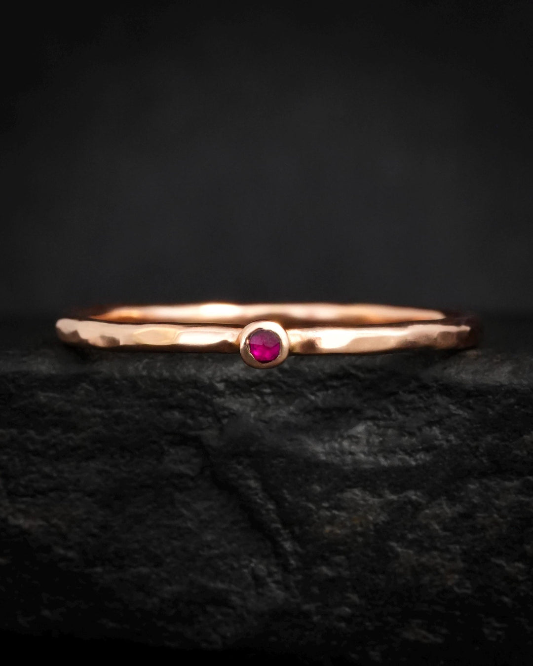 Tiny Natural Round Ruby Ring