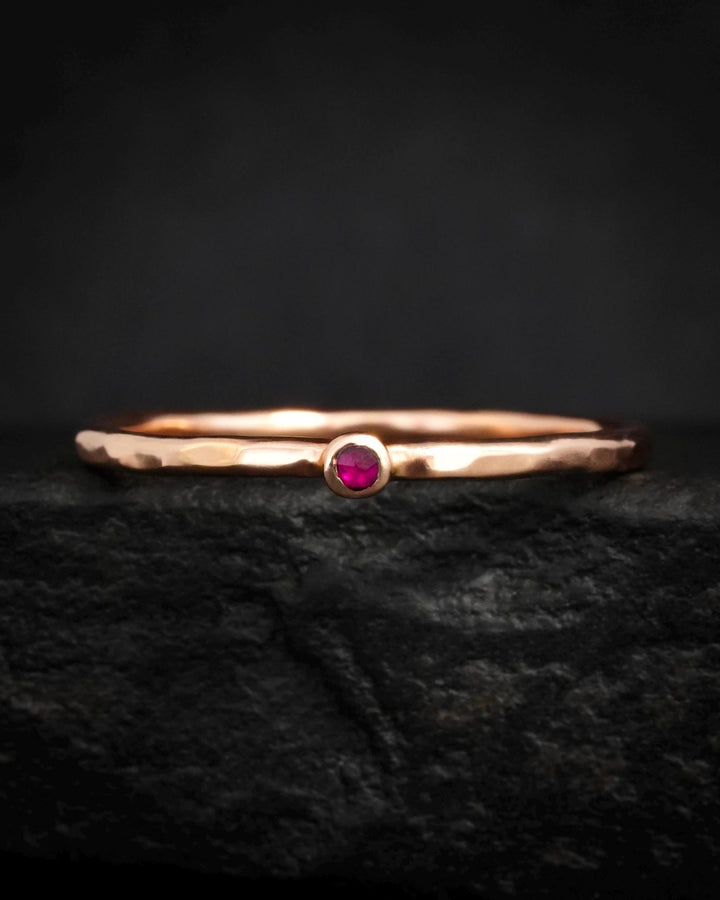Tiny Natural Round Ruby Ring