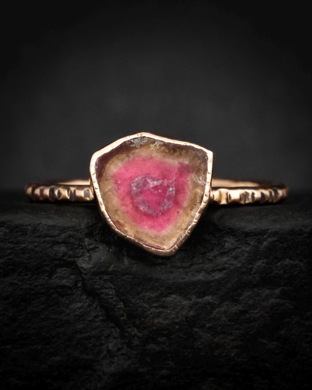 Watermelon Tourmaline Slice Ring