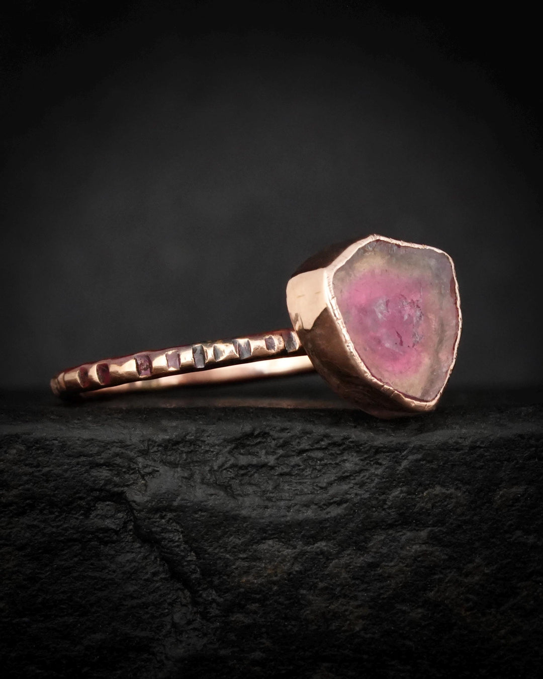Watermelon Tourmaline Slice Ring