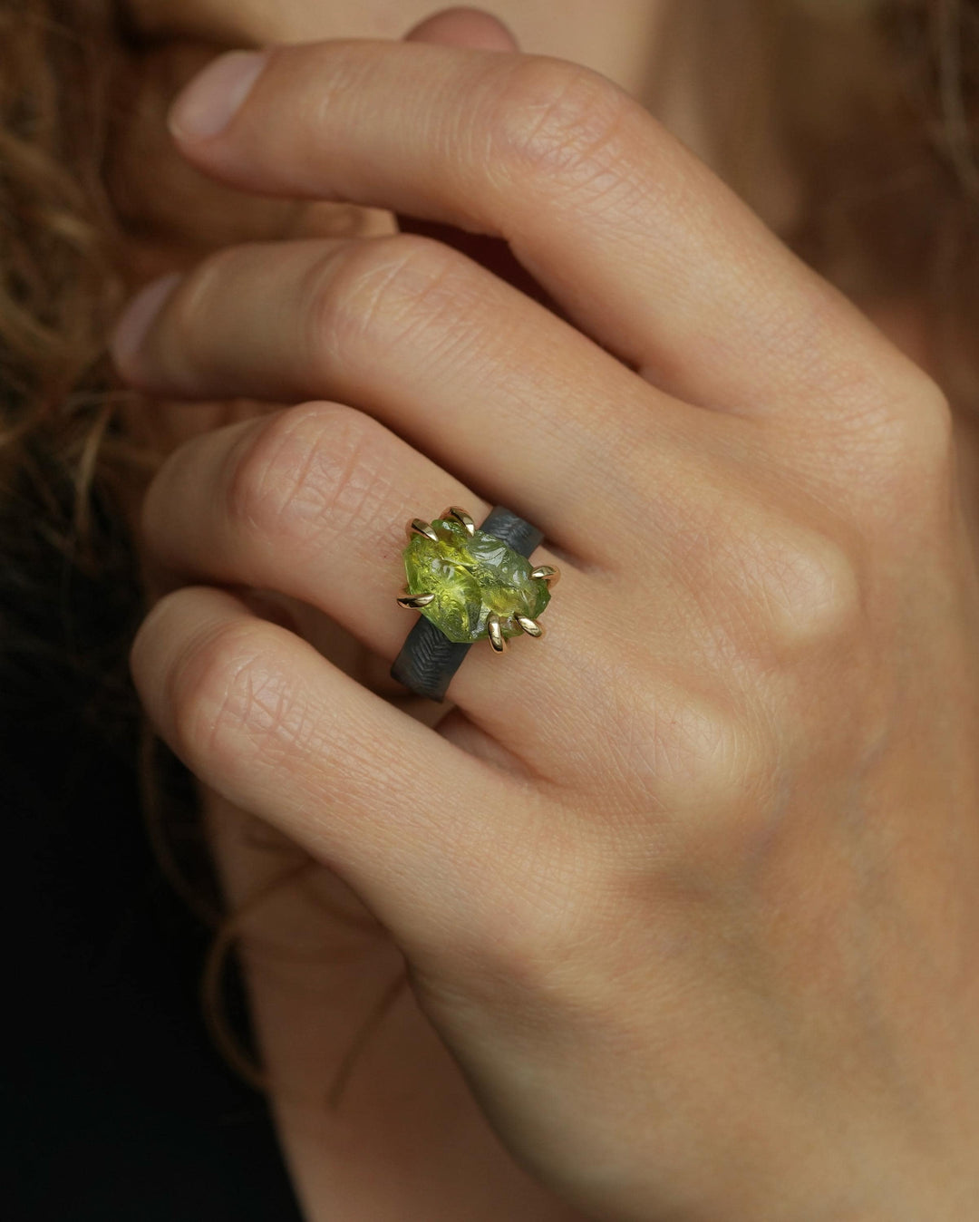 Raw Peridot Ring