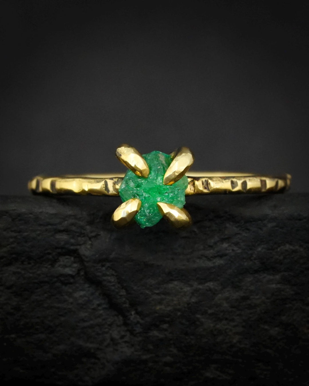 Raw Emerald Crystal Ring