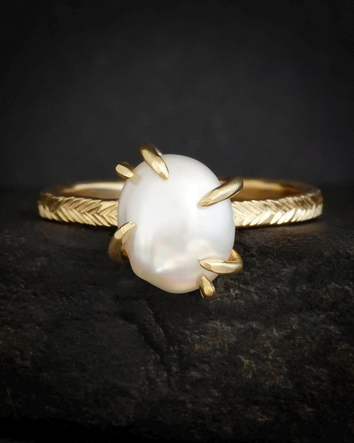 Baroque White Freshwater Pearl Ring