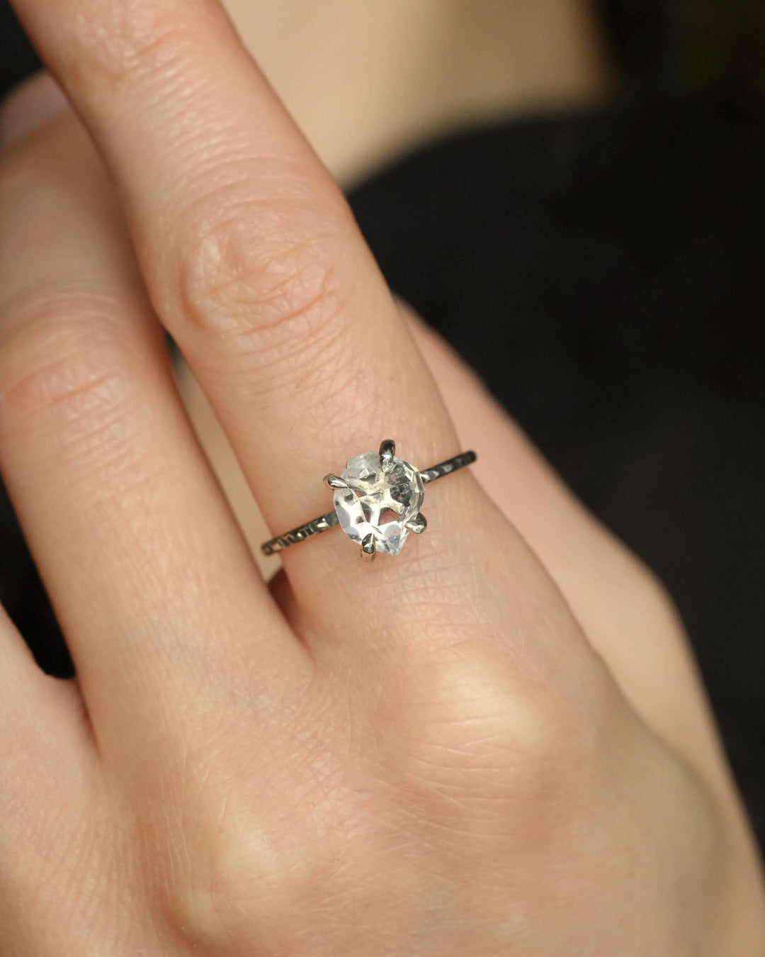 Raw Herkimer Diamond Engagement Ring