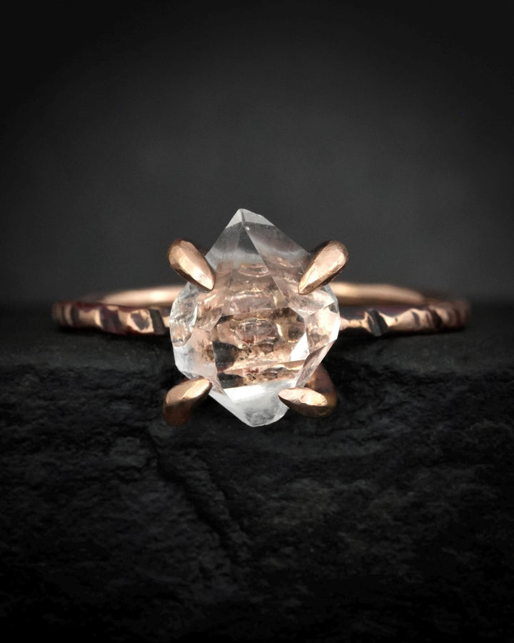 Raw Herkimer Diamond Engagement Ring