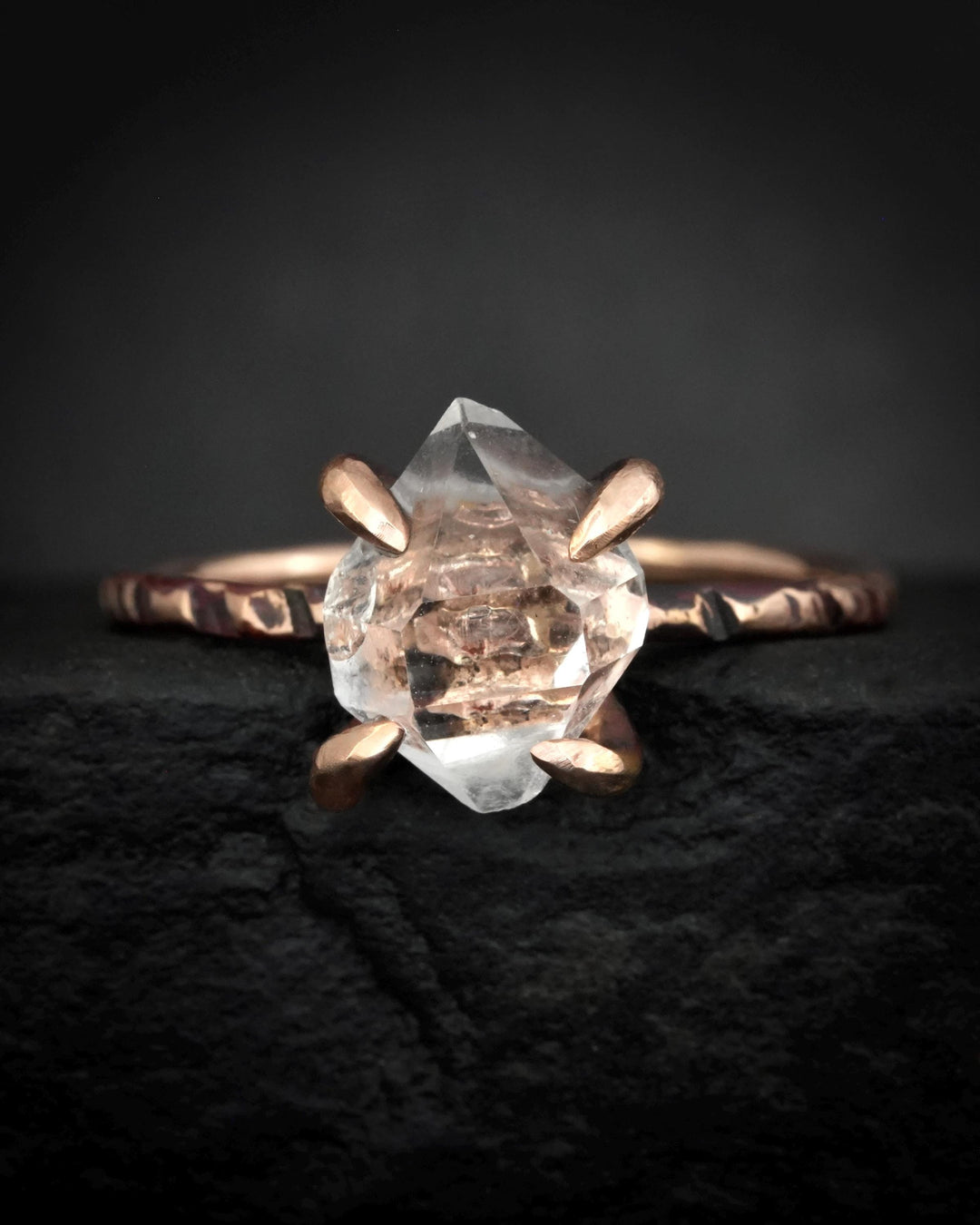 Raw Herkimer Diamond Engagement Ring
