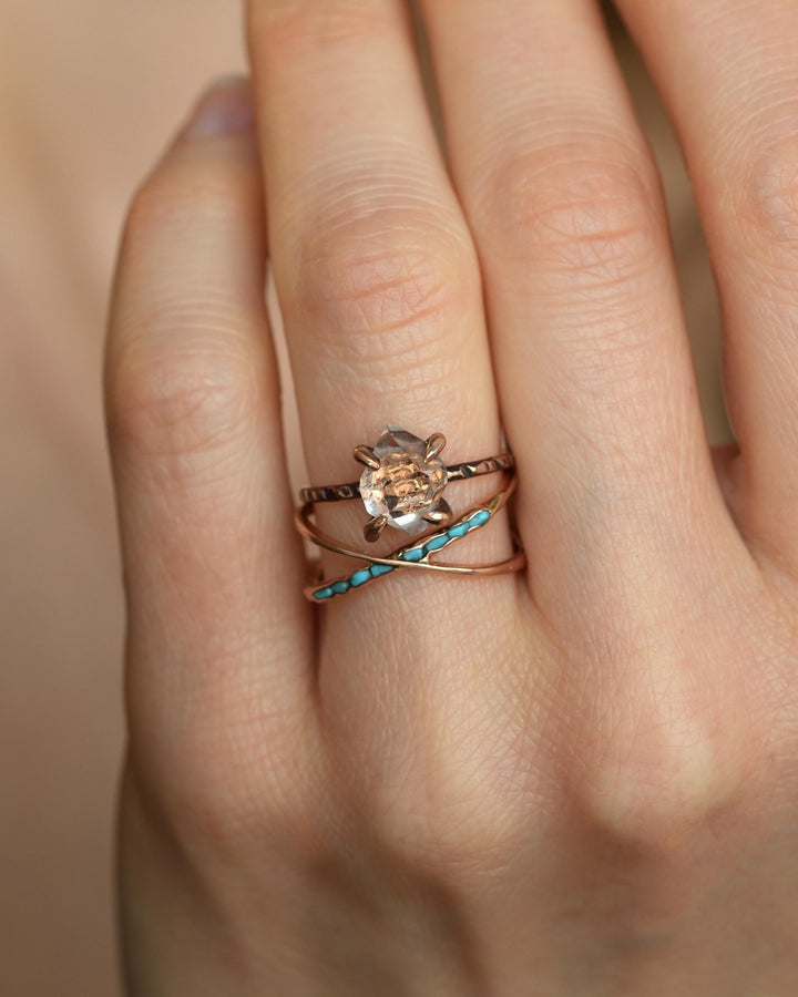 Raw Herkimer Diamond Engagement Ring