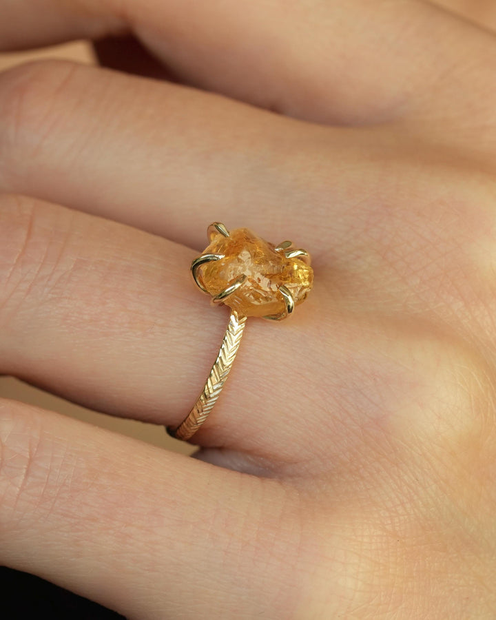 Raw Natural Citrine Statement Ring