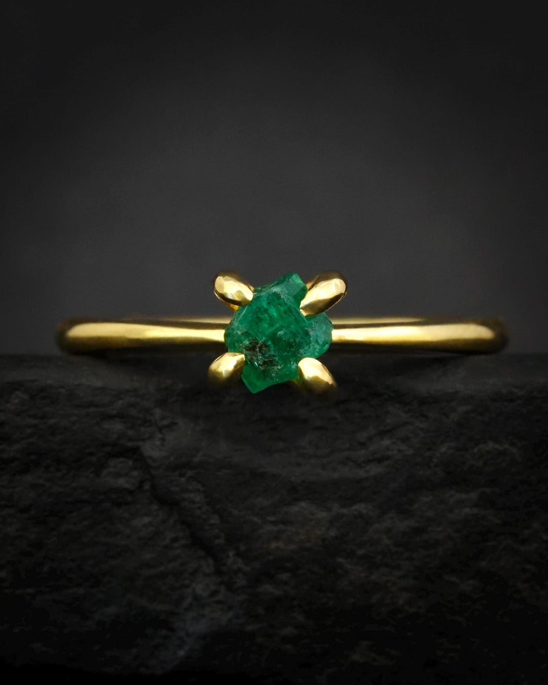 Raw Natural Emerald Crystal Ring