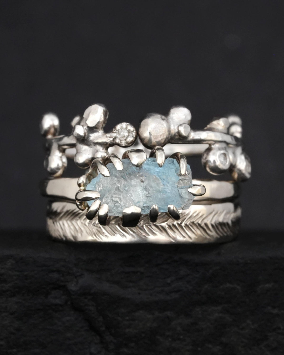 Raw Aquamarine Crystal Statement Ring