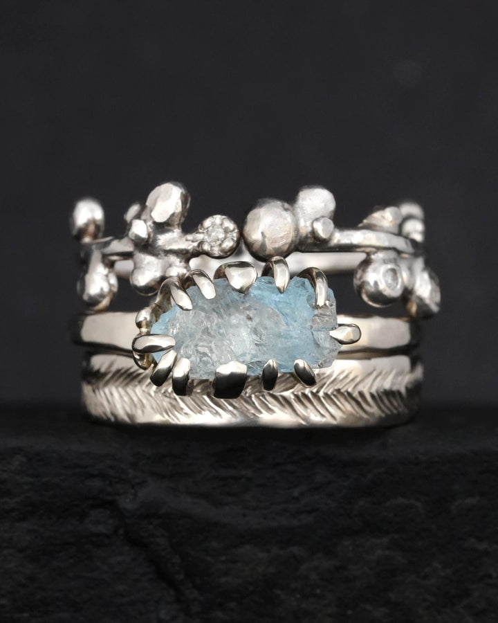 Raw Aquamarine Crystal Statement Ring