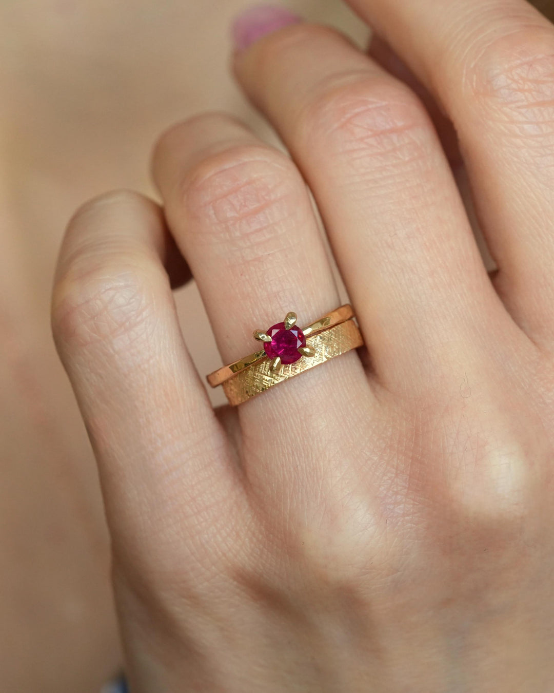 Round Ruby Engagement Ring