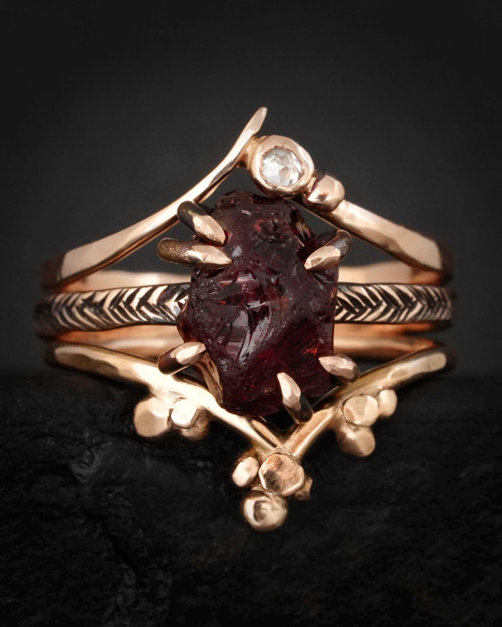 Raw Almandine Garnet Ring