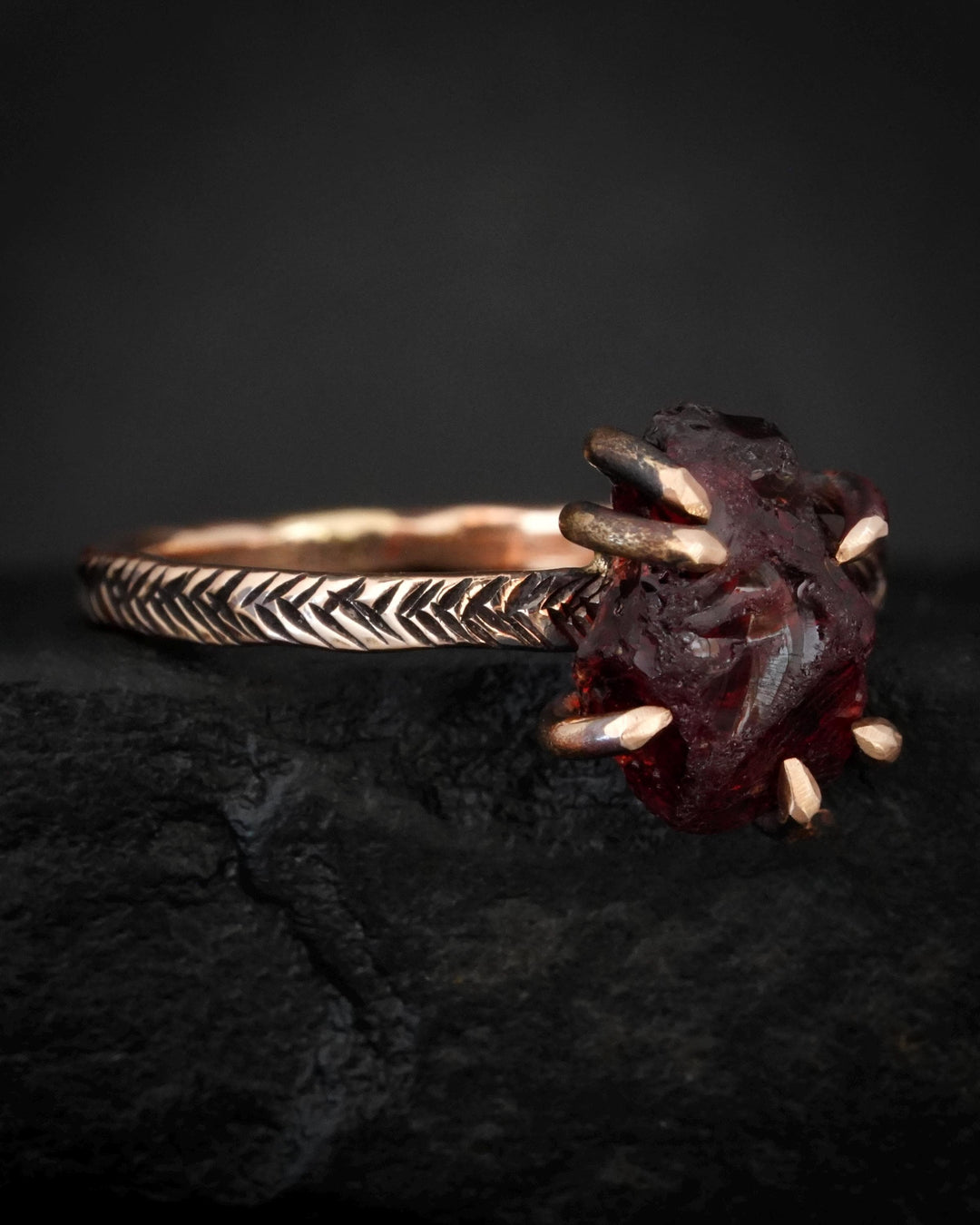 Raw Almandine Garnet Ring