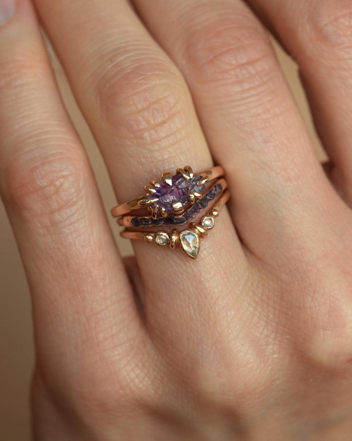 Raw Amethyst Crystal Gold Ring