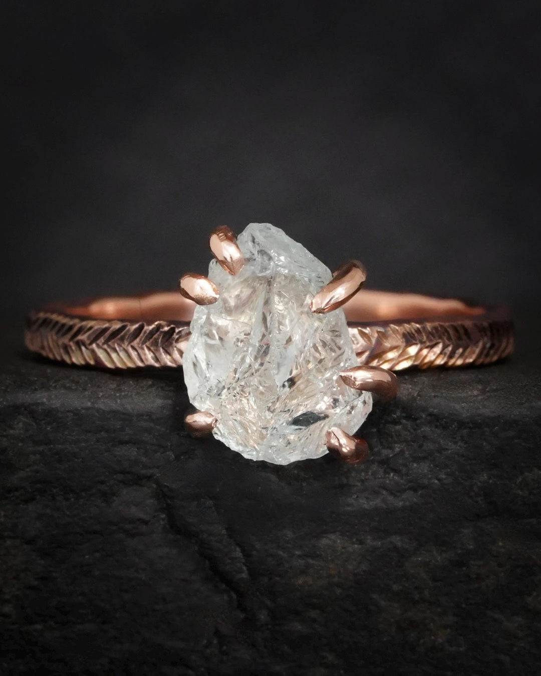 Raw Aquamarine Crystal Gold Ring