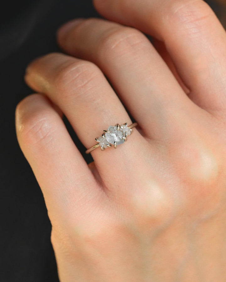 Raw Aquamariner and Diamond Ring