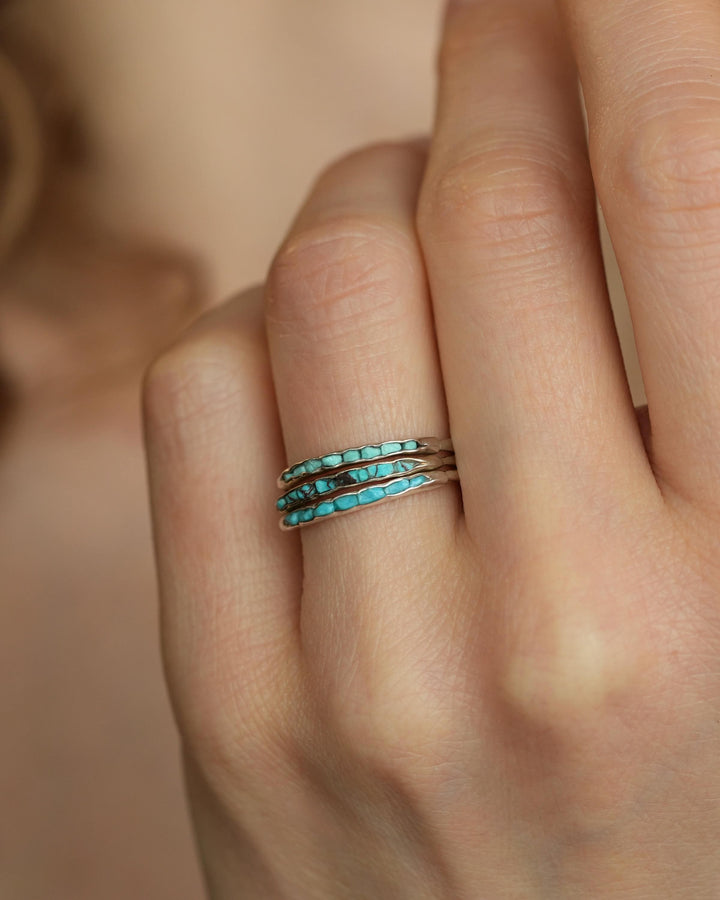 3 Raw Turquoise Ring Stack