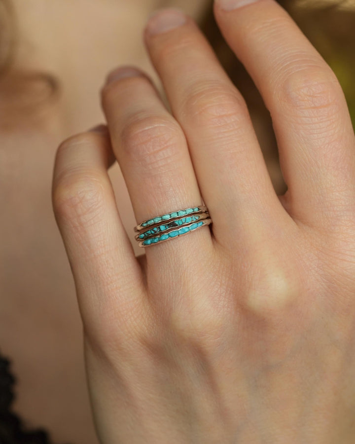 3 Raw Turquoise Ring Stack